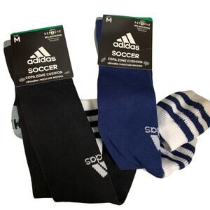 Adidas Soccer Copa Zone Cushion II OTC Comfort Socks Sz Medium Black Blue 2 Pair